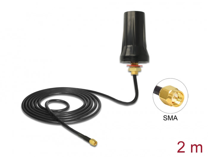 Delock ISM 433 MHz Antenne SMA Stecker 2 dBi omnidirektional schwarz Dachmontage outdoor