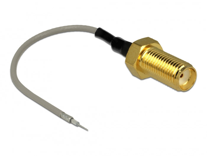 Delock Antennenkabel SMA Buchse zum Einbau > offenes verzinntes Kabelende 1,37 94,8 mm, Gewindelänge 10 mm