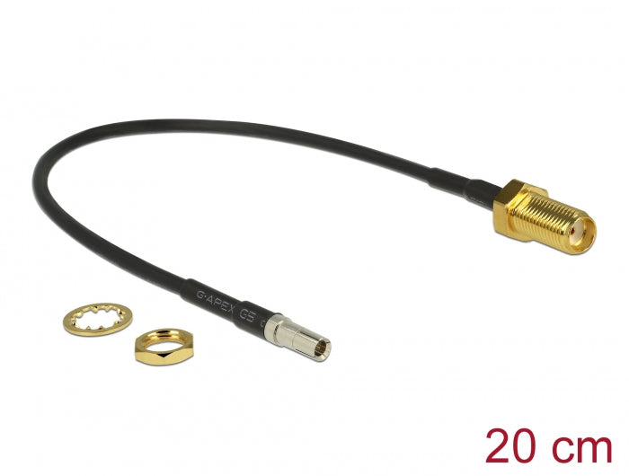 Delock Antennenkabel SMA Buchse zum Einbau > TS-9 Stecker RG-174 20 cm schwarz