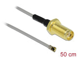 Delock Antennenkabel SMA Buchse zum Einbau zu I-PEX Inc., MHF® 4L Stecker 1.37 50 cm Gewindelänge 10 mm