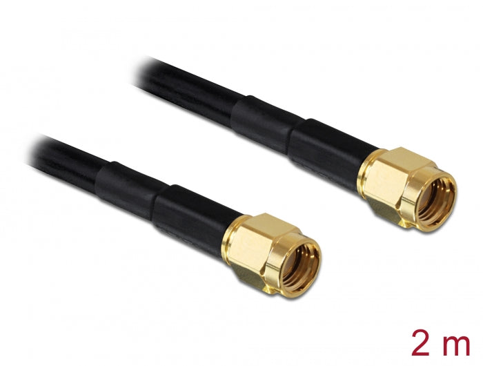 Delock Antennenkabel RP-SMA Stecker > RP-SMA Stecker LMR/RF195 2 m
