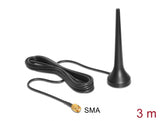Delock GSM UMTS Sixband Antenne SMA 0 dBi omnidirektional mit magnetischem Standfuß starr schwarz