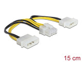 Delock Stromkabel 2 x 4 Pin Molex Stecker > 8 Pin EPS Stecker 15 cm