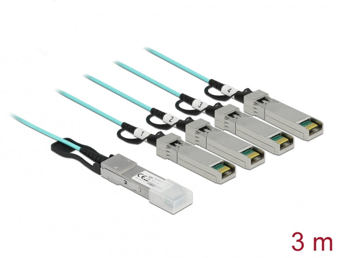 Delock Aktives Optisches Kabel QSFP+ zu 4 x SFP+ 3 m