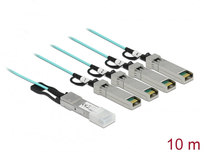 Delock Aktives Optisches Kabel QSFP+ zu 4 x SFP+ 10 m