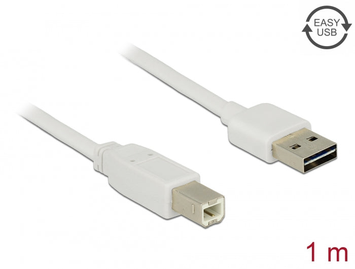 Delock Kabel EASY-USB 2.0 Typ-A Stecker > USB 2.0 Typ-B Stecker 1 m weiß