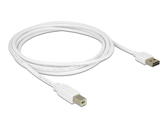 Delock Kabel EASY-USB 2.0 Typ-A Stecker > USB 2.0 Typ-B Stecker 2 m weiß