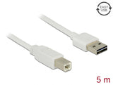Delock Kabel EASY-USB 2.0 Typ-A Stecker > USB 2.0 Typ-B Stecker 5 m weiß
