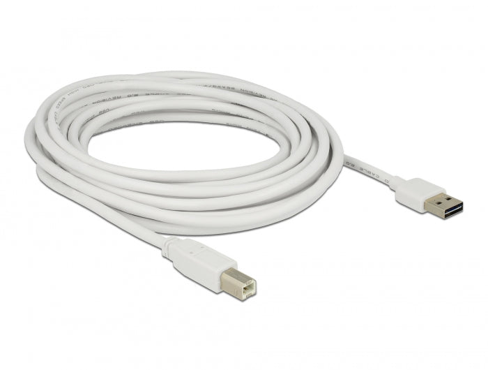 Delock Kabel EASY-USB 2.0 Typ-A Stecker > USB 2.0 Typ-B Stecker 5 m weiß