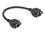 Delock Netzwerk Verlängerungskabel S/FTP RJ45 Buchse zu RJ45 Buchse Cat.6A 25 cm schwarz