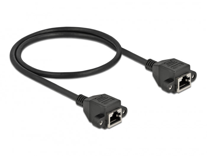 Delock Netzwerk Verlängerungskabel S/FTP RJ45 Buchse zu RJ45 Buchse Cat.6A 50 cm schwarz