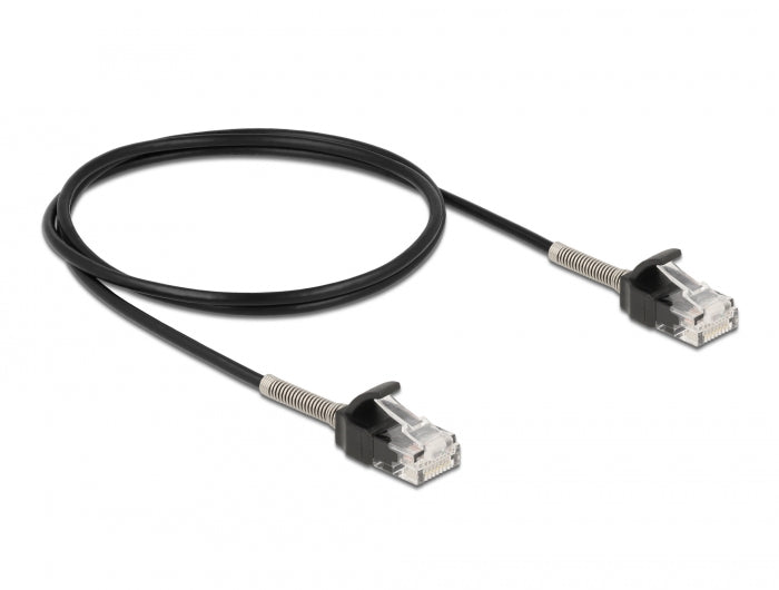 Delock Kabel RJ45 Stecker zu RJ45 Stecker mit Knickschutz Cat.6A 1 m schwarz