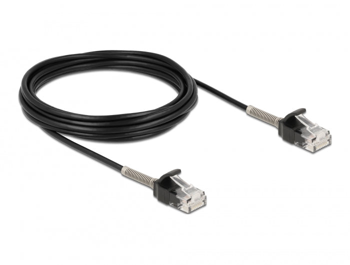 Delock Kabel RJ45 Stecker zu RJ45 Stecker mit Knickschutz Cat.6A 5 m schwarz