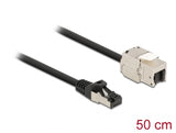 Delock Kabel RJ45 Stecker zu Keystone Modul RJ45 Buchse Cat.6A 50 cm schwarz