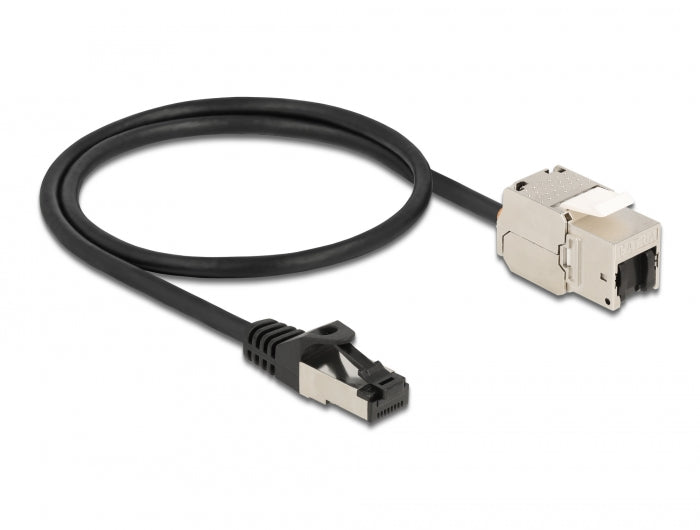 Delock Kabel RJ45 Stecker zu Keystone Modul RJ45 Buchse Cat.6A 50 cm schwarz