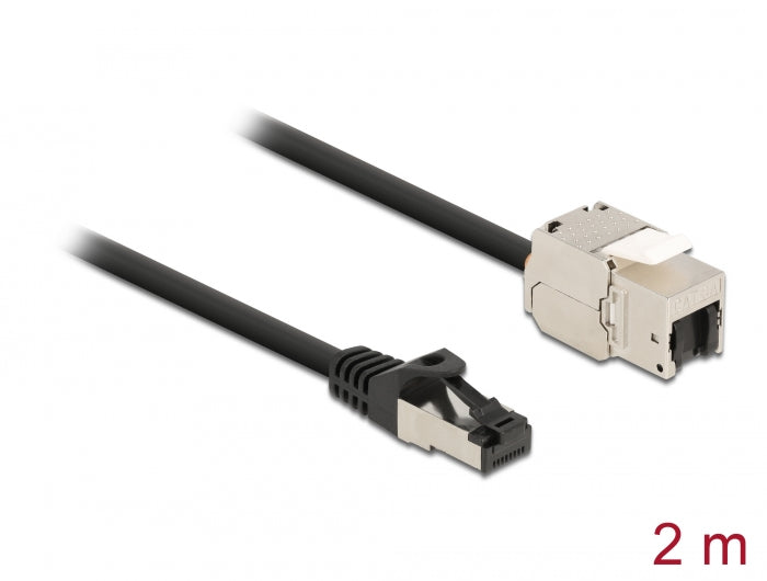 Delock Kabel RJ45 Stecker zu Keystone Modul RJ45 Buchse Cat.6A 2 m schwarz