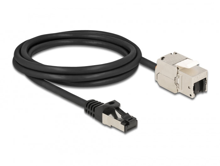 Delock Kabel RJ45 Stecker zu Keystone Modul RJ45 Buchse Cat.6A 2 m schwarz