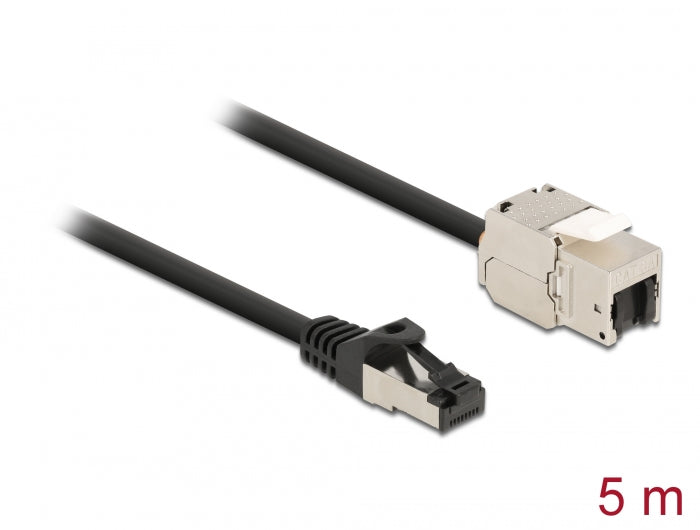 Delock Kabel RJ45 Stecker zu Keystone Modul RJ45 Buchse Cat.6A 5 m schwarz