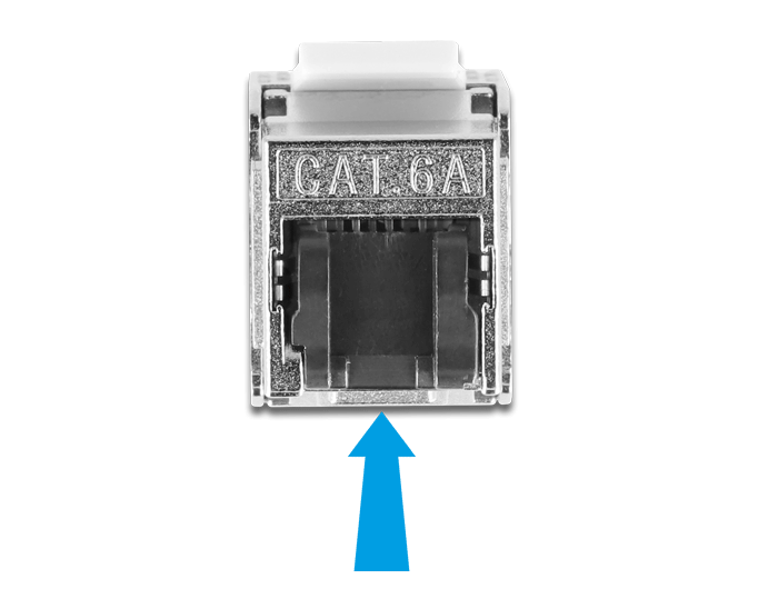 Delock Kabel RJ45 Stecker zu Keystone Modul RJ45 Buchse Cat.6A 50 cm schwarz