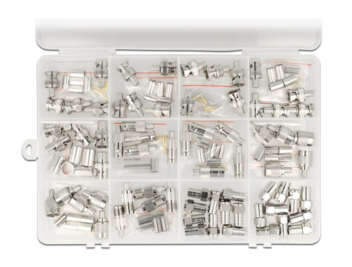 Delock Crimpbox 70-teilig 75 Ohm mit BNC, TNC und F Konnektoren