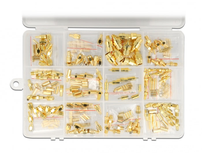 Delock Crimpbox 120-teilig 50 Ohm mit SMA, SMB und RP-SMA Konnektoren