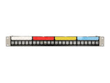 Delock 19″ Keystone Patchpanel 24 Port mit Kabelbefestigungsschiene, Beschriftungsfeld und Staubschutz 1 HE schwarz