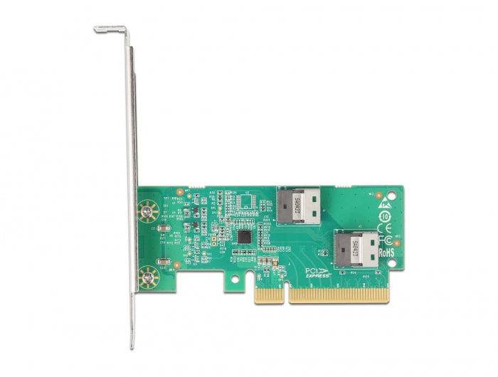 Delock PCI Express 4.0 x8 Karte zu 2 x intern SFF-8654 4i NVMe - Bifurcation - Low Profile Formfaktor