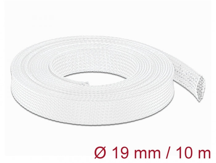 Delock Geflechtschlauch dehnbar 10 m x 19 mm weiß