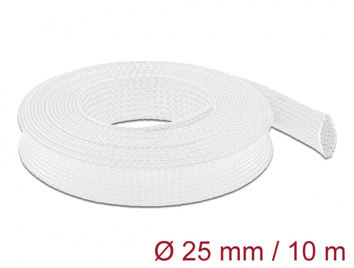 Delock Geflechtschlauch dehnbar 10 m x 25 mm weiß
