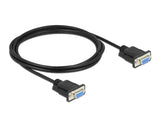 Delock RS-232 Kabel Seriell D-Sub 9 Buchse zu Buchse Nullmodem mit schmalem Steckergehäuse - CTS / RTS auto control - 2 m
