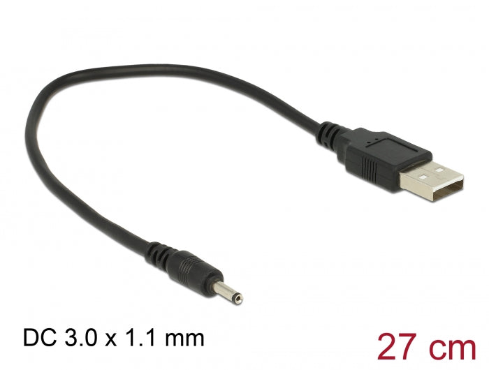 Delock Kabel USB Typ-A Stecker Power > DC 3,0 x 1,1 mm Stecker 27 cm