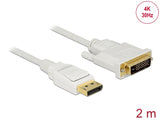 Delock Kabel DisplayPort 1.2 Stecker > DVI 24+1 Stecker Passiv 4K 30 Hz 2 m weiß