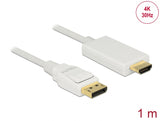 Delock Kabel DisplayPort 1.2 Stecker > High Speed HDMI-A Stecker Passiv 4K 30 Hz 1 m weiß