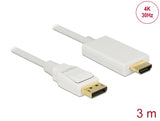 Delock Kabel DisplayPort 1.2 Stecker > High Speed HDMI-A Stecker Passiv 4K 30 Hz 3 m weiß