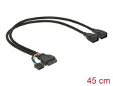 Delock Kabel USB 3.0 Pfostenbuchse + USB 2.0 Pfostenbuchse > 2 x USB 3.0 A Buchse 45 cm