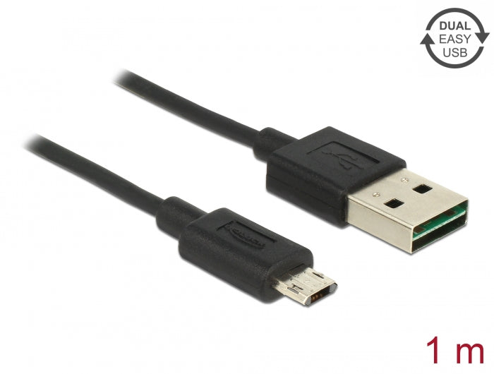 Delock Kabel EASY-USB 2.0 Typ-A Stecker > EASY-USB 2.0 Typ Micro-B Stecker 1 m schwarz