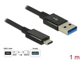 Delock USB 10 Gbps Kabel USB Type-C™ Stecker zu USB Typ-A Stecker 1 m koaxial schwarz Premium