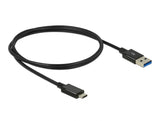 Delock USB 10 Gbps Kabel USB Type-C™ Stecker zu USB Typ-A Stecker 1 m koaxial schwarz Premium