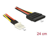 Delock Stromkabel SATA 15 Pin Buchse > 4 Pin Floppy Stecker 24 cm