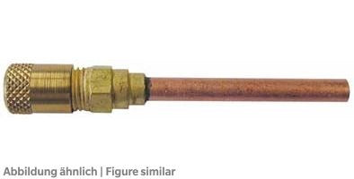 Stutzen 7/16" UNFx6mm löt A-31004M mit 50mm CU-Rohr, Ventileinsatz u. Kappe
