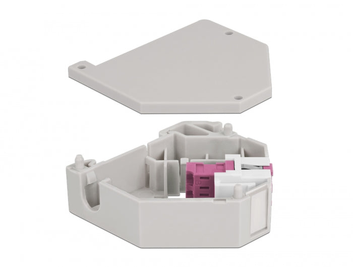 Delock Hutschienenadapter mit Keystone LC Duplex Buchse zu LC Duplex Buchse violett