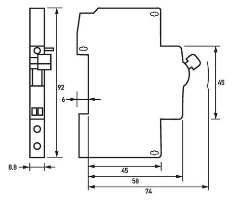 DOEPKE Fehlerschalter 1W FI/LS-Schalt 6A DRCBO 4 Hi 1 230V 0,5TE 1st
