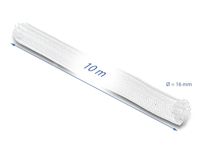 Delock Geflechtschlauch selbstschließend 10 m x 16 mm weiß