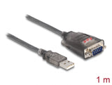 Delock Adapter USB 2.0 Typ-A zu 1 x Seriell RS-232 D-Sub 9 Pin Stecker mit Muttern mit 3 x LED 1 m