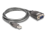 Delock Adapter USB 2.0 Typ-A zu 1 x Seriell RS-232 D-Sub 9 Pin Stecker mit Muttern mit 3 x LED 1 m