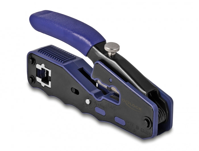 Delock Crimpzange für 8P/ RJ45 Modularstecker mit Klinge und Abisolierer (Easy-Connect)