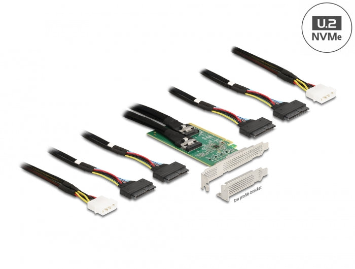 Delock PCI Express 4.0 x16 Karte zu 4 x SFF-8639 NVMe - Bifurcation - Low Profile Formfaktor