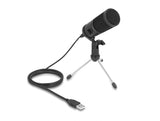Delock USB Kondensator Mikrofon mit Ständer 24 Bit / 192 kHz für PC und Notebook