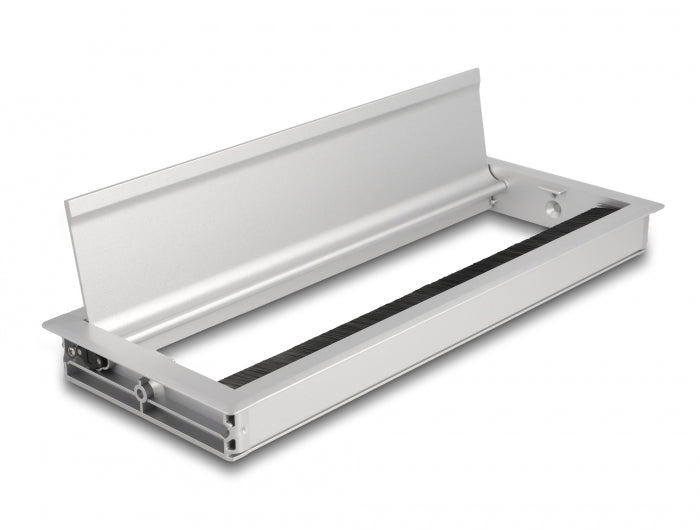 Delock Kabeldurchführung für Tischeinbau mit Bürste 300 x 120 x 28 mm silber