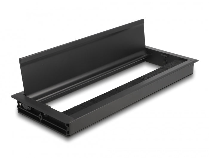 Delock Kabeldurchführung für Tischeinbau mit Bürste 300 x 120 x 28 mm schwarz